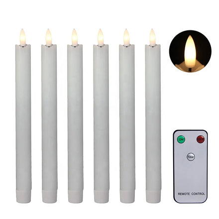 Set of 2 Real Wax Wedding Electric Flameless Battery Operated LED Taper Candle with Remote Control