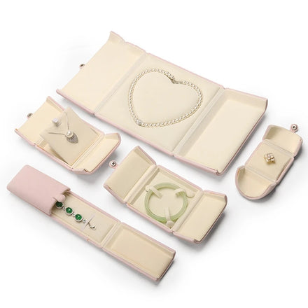 Custom Velvet Double Door Gift Packaging Bracelet Earring Necklace Storage Pearl Jewelry Boxes with Button