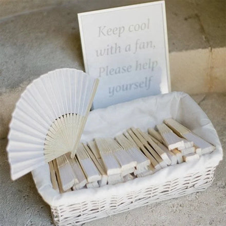 CHEAP Personalized 8inches 21cm Small Custom Folding Silk Fabric Bamboo Hand Fans Wedding