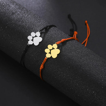 Hand-woven Cute Animal Paw Print Bracelet Couple Stainless Steel Bracelet Fashion Jewelry Bracelets