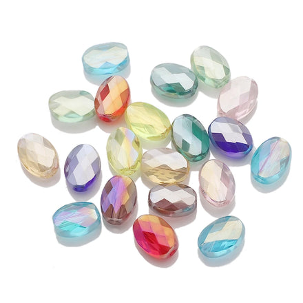 Zhubi 6X8MM Faceted Oval Glass Beads for Bracelets Normal Colors AB Mesh Eye Shape Crystal Round Beads for DIY Making
