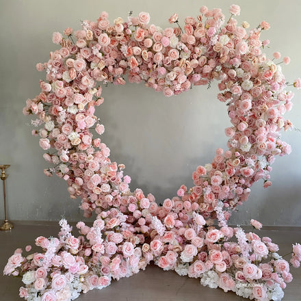 Wedding Proposal Quinceanera Decor Flower Centerpieces Hot Pink Flower Arrangement Heart Shaped Arch Backdrops for Party Events