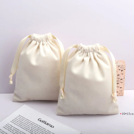 High End Cream Velvet Drawstring Bag for Perfume Small Soft Jewelry Skin Gift Packing Storage Velvet Pouch