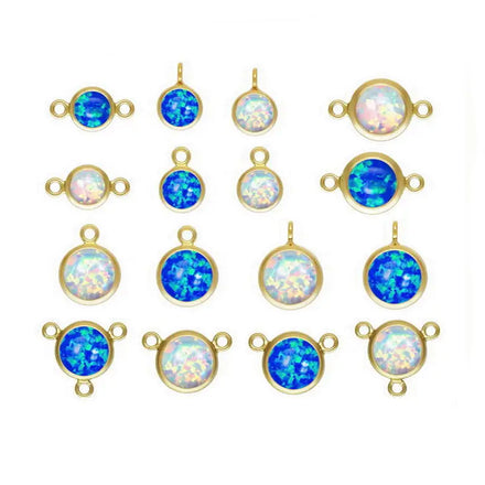 GP White Blue Bello Opal Charm Drop Black Onyx Turquoise Bezel Drop Gemstone Connector 14k Gold Filled Permanent Jewelry Charms