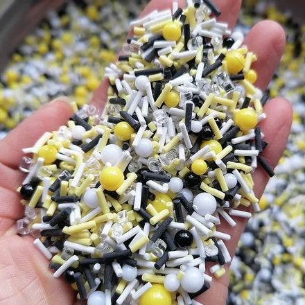 1kg DIY Slime Filling Sprinkles Yellow White ABS Imitation Pearl Beads Candy Stick Mix Polymer Clay Sprinkles Slices