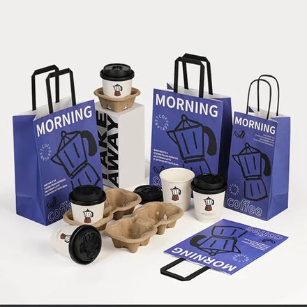 Printing ECO Friendly Biodegradable Brown and White Kraft Paper Bags Take Away Food Packaging Paper Bag with Handle