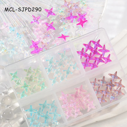 New Trendy 3d Nail Art Charms Nail Jewelry Four-pointed Star Nail Accessories for Beauty Spa