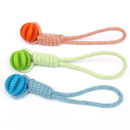 Interactive Outdoor Training Toy 5cm Cotton Rope Ball with EVA Rubber Teeth Cleaning Dog Chew Toys for Large Small Dogs Cats