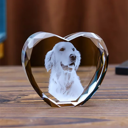 3D Laser Engraved Heart Crystal Photo Frame With Light up LED BaseCustom Photo 3D Laser Heart