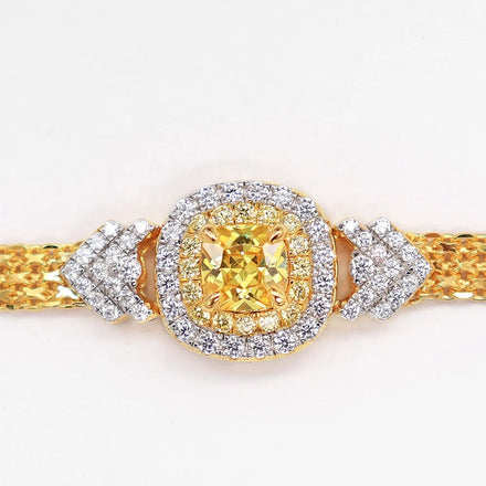 Simple Temperament Yellow Bracelet Light Yellow square Cushion Synthetic Zircon Bracelet