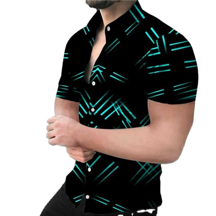 New Arrival Custom Men's Casual Short Sleeve Shirt Printed Woven Fabric Digital Printing Anti-Wrinkle Breathable ODM