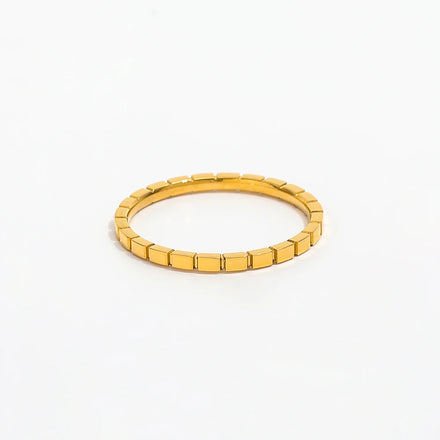High End 18K Plain Gold Plated Super Fine Gear Shape CheckedRing Stainless Steel Trendy Simple Gold Plated Jewelry