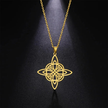 Celtic Knot Necklace Triquetra Magic Witch Knot Amulet Good Luck Irish Stainless Steel Jewelry Wiccan Witchcraft Choker