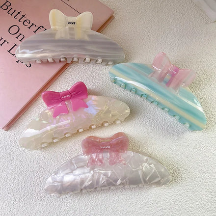 YHJ Factory Wholesale Hair Claw Acetate butterfly Hair Claw Clip Elegant Bow Acetate Hair Claw Clip