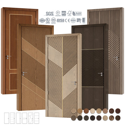 Turkey Style Internal Timber Flush Doors Walnut Wooden Doors for House Interior Solid Wood Bedroom Door