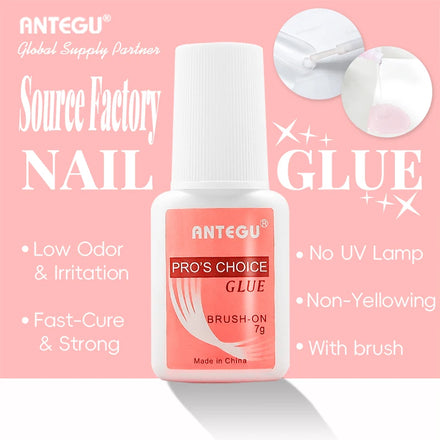 7g Pink Nail Glue with Brush Salon Strength 10s Fast Bond for Acrylic Nails NonYellowing Formula Professional Extension Adhesive