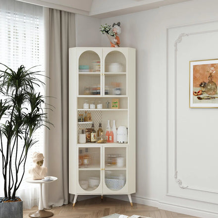 Modern Living Room Storage Cabinet Cosmetic Corner Display Steel Space Saving Home Furniture