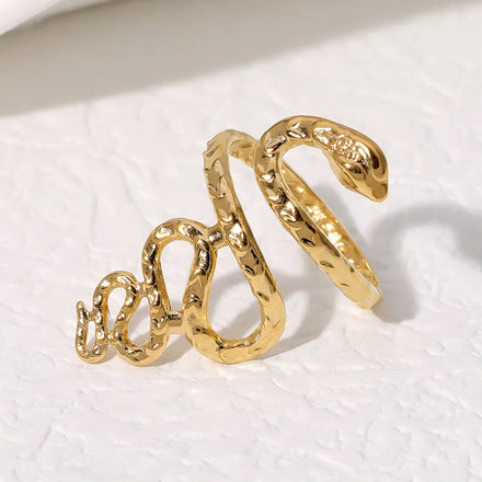 Beimai OEM Anillo Exaggerated Embossed Snake-shaped Stainless Steel Non-fading Open Ring