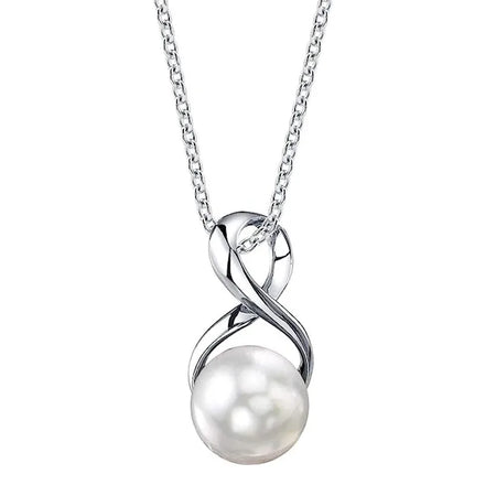 CAOSHI Classic Triangle Inlaid Round Imitation Pearl Pendant Women Necklace for Engagement Wedding Pearl Elegant Woman Necklace