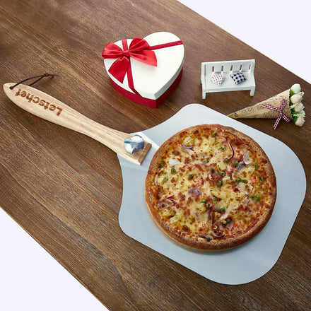 New Product Pizza Tools Set Pizza Shovel and Pizza Cutter With Wooden Handle