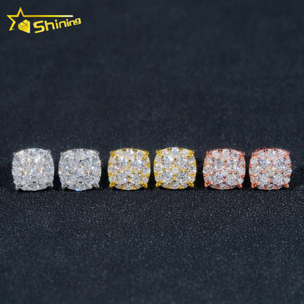 Pass Diamond Tester Moissanite Stud Earring Fine Jewelry Gold Plated 925 Sterling Silver Iced Out VVS Moissanite Earrings