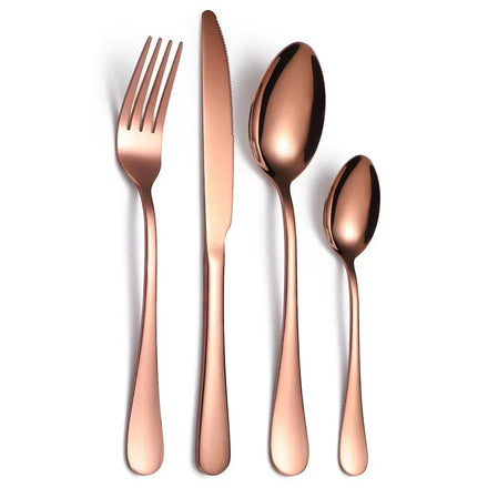 Bronze Copper Stainless Steel Rose Gold Cutlery 16pcs Set with Color Box