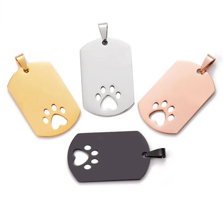 Factory Customization Personalized Mirror Polished Stainless Steel Hollow Pet Blank Label Cat Puppy Pendant Fine Pendants Charms