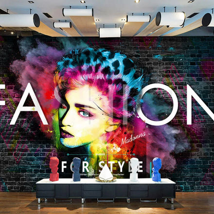 Fashionable 3D Bar Wall Mural Creative Background for Hair Salon Waterproof and Moisture-Proof Wallpaper
