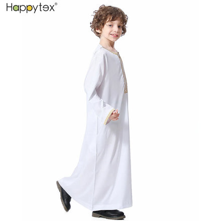New Arrivals Muslim Dress Children Kimono Middle East Saudi Boys Robe Dubai Islamic Abaya Boy Kids Daily Wear Muslim Thobe
