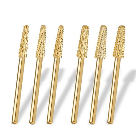 3mm/4mm Small Cone Bits Gold Coating Popular Portable Concerned Nail Drill Bit Set Noiseless Tungsten Carbide Nail Drill Bit