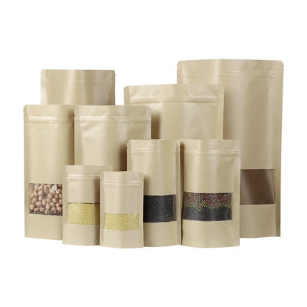 Wholesale Recyclable Food Grade Packaging Stand up Pouch Plastic Kraft Paper Bags for Nut Snack Grain Rice