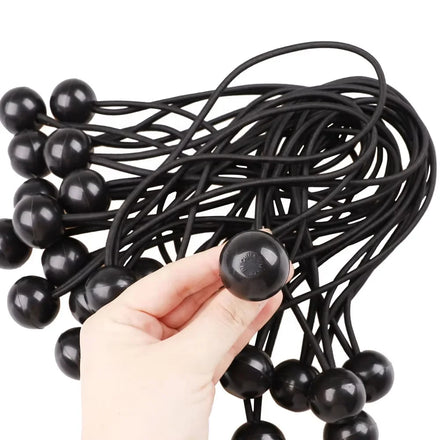 1pc 4mm 22cm Latex and Polyester Elastic Black Bungee Ball Cord with 30kg Break Strength for Tents