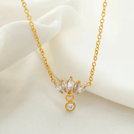 G2759 Wholesale Colliers Femme 18K Gold Plated Stainless Steel Marquise Cut Rhinestone Zircon Pendant Necklaces Fashion Jewelry