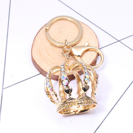 Fashion Bling Crystal Rhinestone Crown Key Chains 3D Crown Shape Keychain Metal Key Rings Charm Pendants Sparkly Crown Keychains