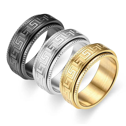 2024 Trendy Fashion 18K Gold Plated Concise Vogue Men Rings Stainless Steel Rings Anxiety Rings for Men