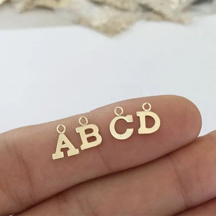 GP 5.7mm 24 Gauge 0.5mm Thick A-Z 14K Gold Filled Initial Alphabet Letter Pendant Uppercase Charm Permanent Jewelry Chains