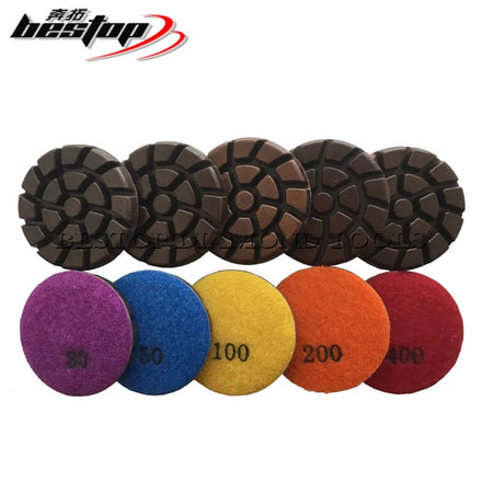 76mm Hybrid Copper Bond Abrasive Pad 10mm Thickness Customizable OEM Support for Concrete Polishing 30#-400# Grits Hook Loop