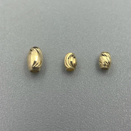 Au750 Gold Jewellery Making Supplier 18k 18karat Olive Beads DIY Necklace Bracelet Anklet Jewelry Findings Laser Spacer Beads