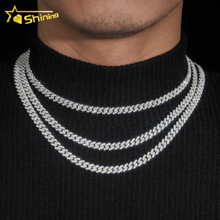 RTS 6mm Hip Hop Necklace for Men S925 Silver with Vvs Moissanite Iced Out Diamond Cuban Link Chain Moissanite Jewelry