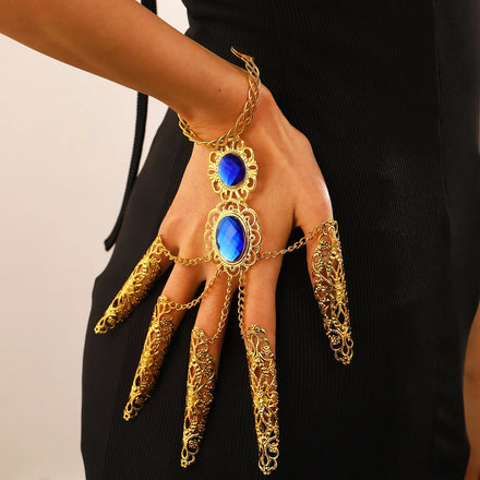 Retro Personality Ethnic Style Antique Belly Dance Props Gold Indian Indian Girl Performing Nail Ring Bracelet