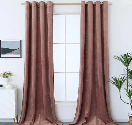 DaiRui Luxury Velvet Blackout Window Drapes 52*96 Inch Blackout Top Grommet Curtains Drapes for Living Room