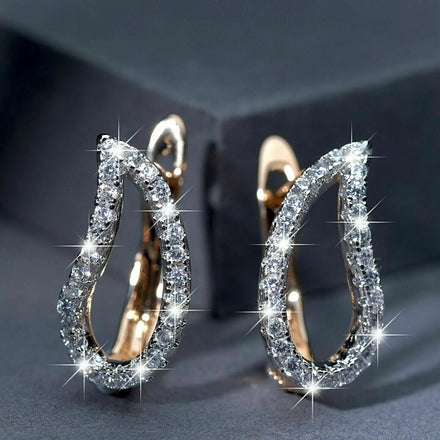 CAOSHI Fancy Leaf-shaped Earrings for Women Two Tone Design Luxury Cubic Zirconia Bridal Jewelry Wedding Earrings Chic Earrings