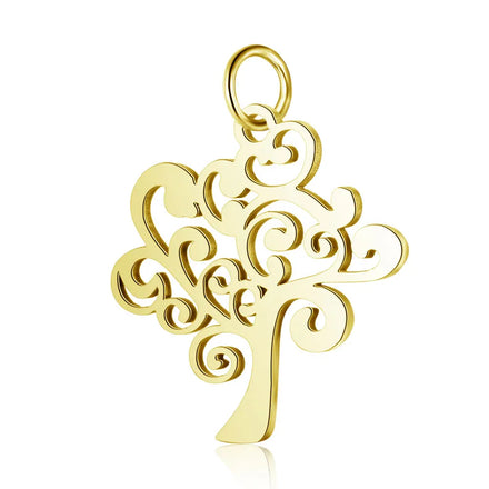 304 Stainless Steel Tree of Life Charm Golden Plated for Children