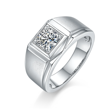 Somen Fashion Fine Jewelry 1CT D Grade VVS1 Platinum Plated S925 Sterling Silver Men's Moissanite Rings for Wedding