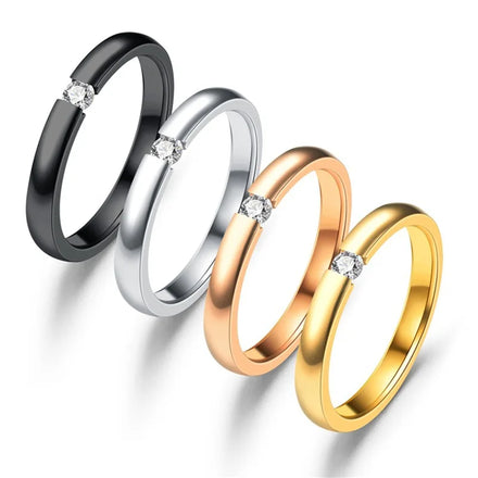 Wholesale New Design 2024 Gold Plated Silver Plated Stainless Steel Couple Rings Stainless Steel Rings Diamond Rings for Women