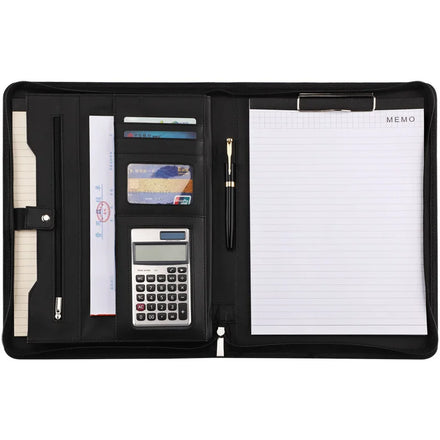 Leading Supplier Padfolio Organizer Case A4 PU Leather Document Compendium Ring Binder File Folder Zippered Portfolio