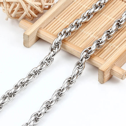 Thick Rope Chain for Men Women Hip Hop Style 304L Titanium Stainless Steel Chains Waterproof Link for DIY Necklace and Bracelets
