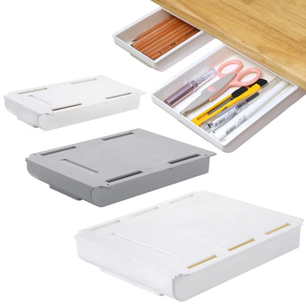 New Hidden Bedroom Table Stationery Storage Tray Rack Makeup Tools Office Organizers Box Self-Adhesive Under Desk Storage Drawer