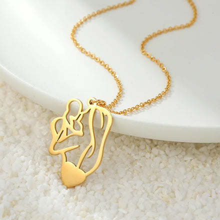 Fashion Jewelry Mother's Day Gift Stainless Steel Necklace Creative Gold Plated Mother Child Pendant Clavicle Chain Necklaces