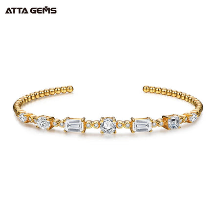 ATTA D Color VVS Clarity Moissanite 925 Sterling Silver 18K Gold Plated Bracelet Charm Bracelet